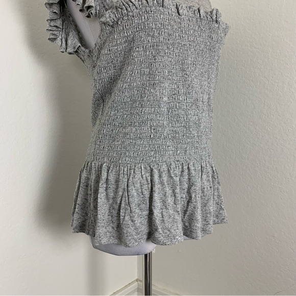 Rebecca Taylor Smocked Ruffle Flax Rayon Jersey Top Stretch Jersey Size Large - Picture 11 of 16